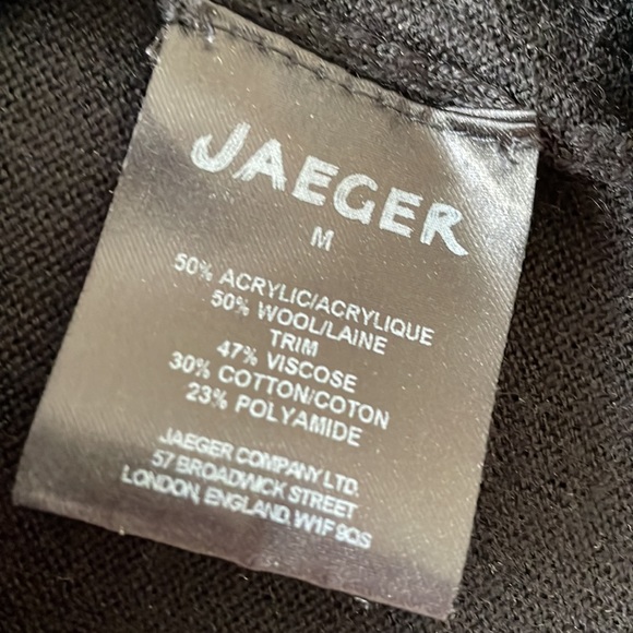 Jaeger London black knit wool blend dress size medium lace sleeves - Picture 5 of 8